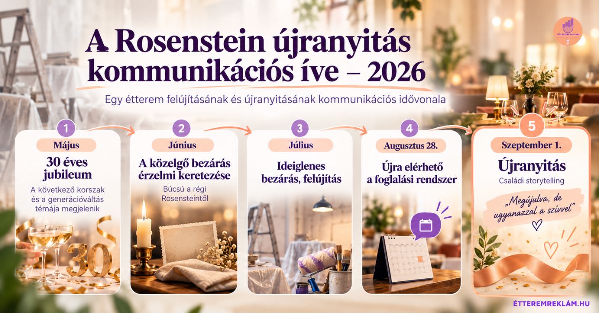 A Rosenstein étterem újranyitás kommunikációjának idővonala 2026-ban